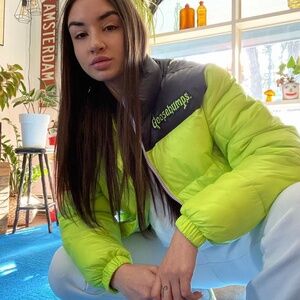 Unisex Goosebumps Lime Green Puffer Jacket